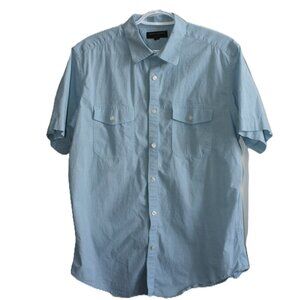 Banana Republic Men's Light Blue Short Sleeve Buttoned Shirt - Size Large